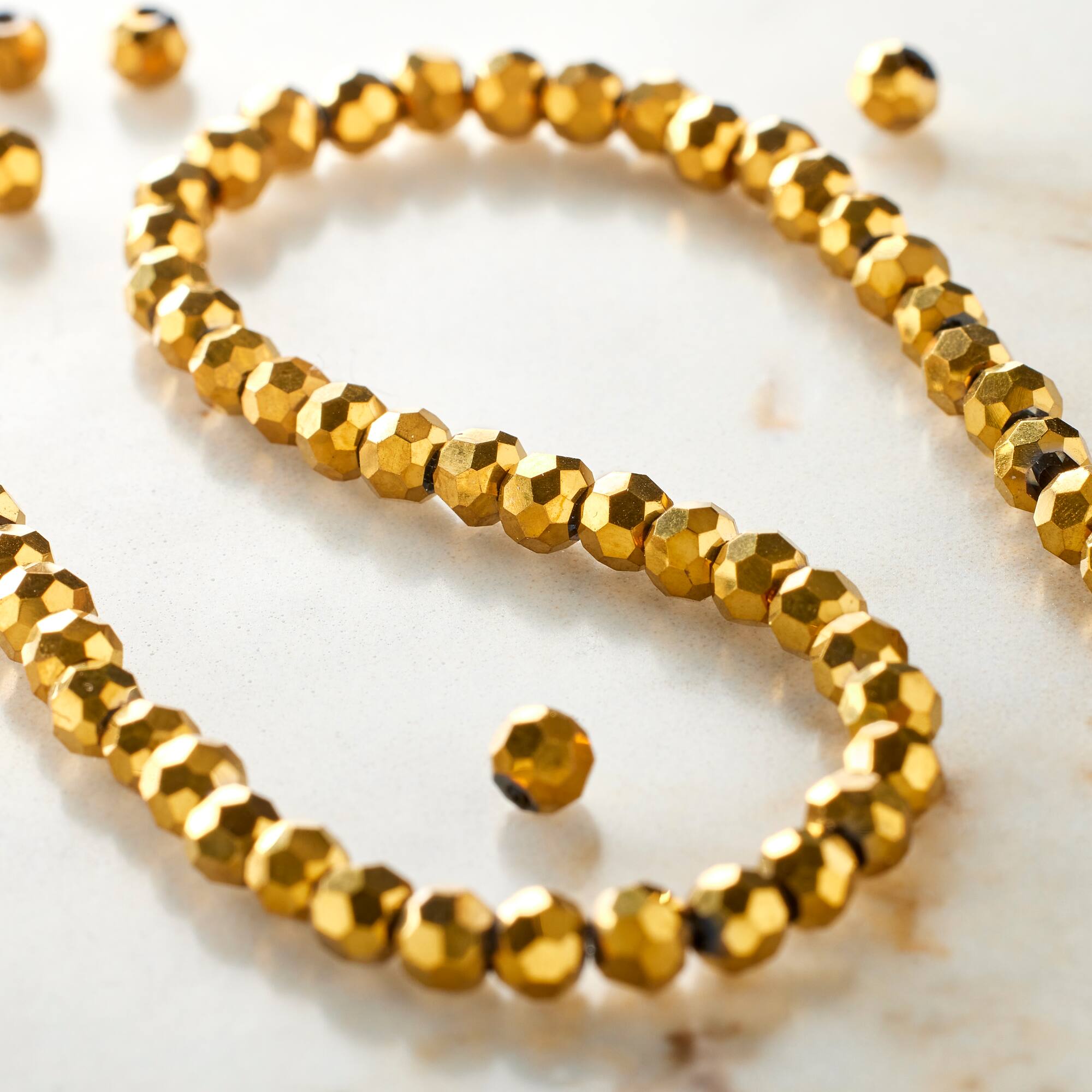 Gold Iris Glass Faceted Round Beads, 3mm by Bead Landing™
